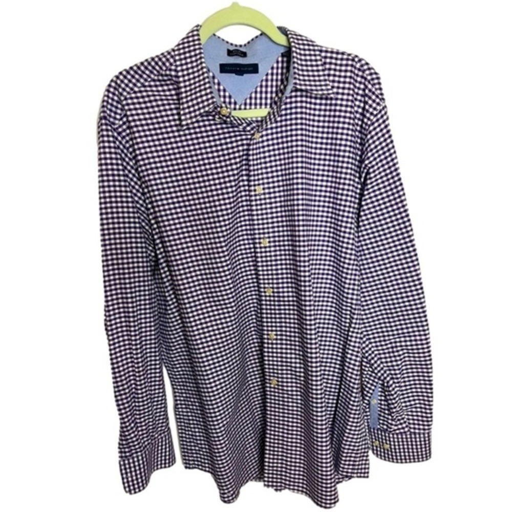 ⭐️ Tommy Hilfiger slim fit purple & white button-down shirt- 17 / XL